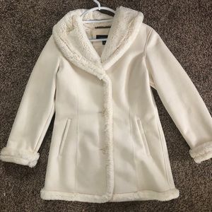 Jones New York Ivory Suede Faux Fur Coat